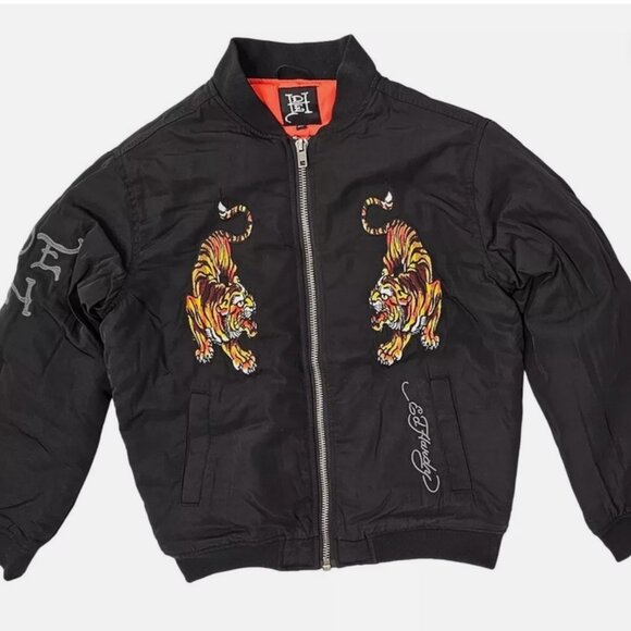 Ed Hardy Tigers Bomber Jacket Black - EHMO1202-3 - Picture 1 of 3